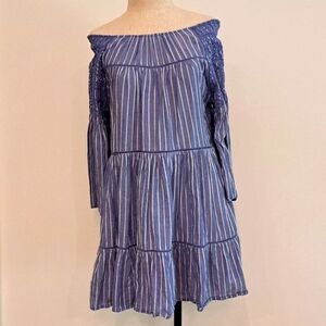 Nwot Free People chambray blue/white  stripe dress/tunic w/low scoop back.